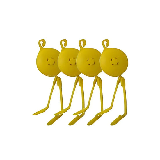 Yellow yo-yo plant supports for trellis systems, adjustable plant hangers for supporting heavy branches and indoor grow setups