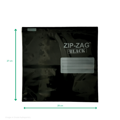 ZIP-ZAG Bag Black 250gms|10 Pack| 27 x 28cm