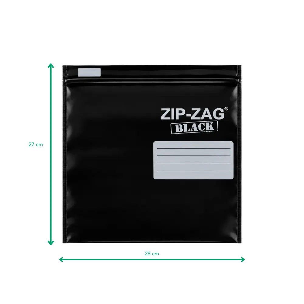 ZIP-ZAG Black smell proof storage bag, 27cm x 28cm resealable 250gm size, 10 pack