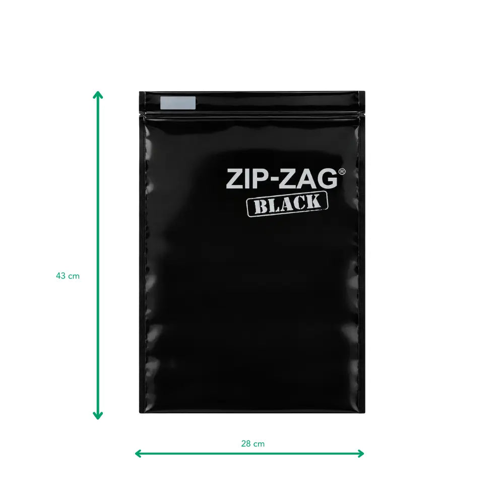 ZIP-ZAG Black smell proof storage bag, 43cm x 28cm resealable 500gm size, 10 pack