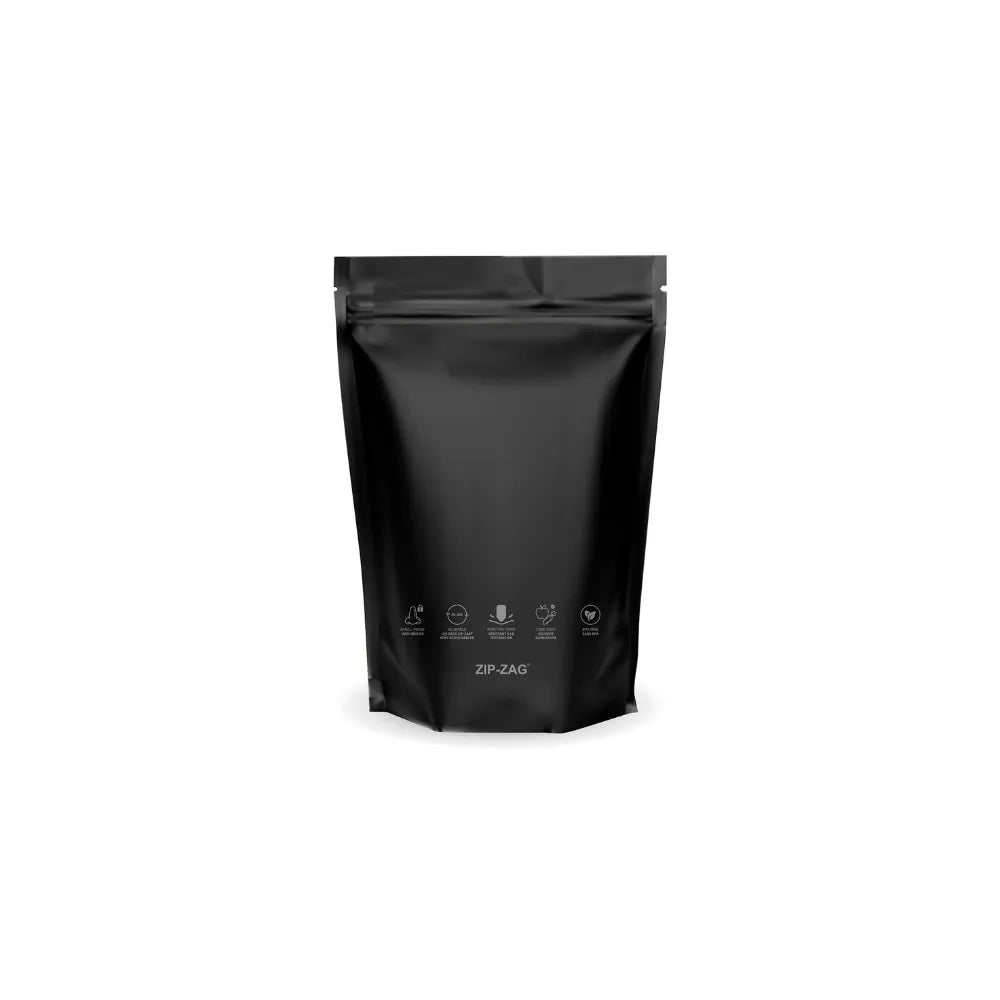 ZIP-ZAG black 113g stand-up airtight storage bag with odour-proof resealable zipper