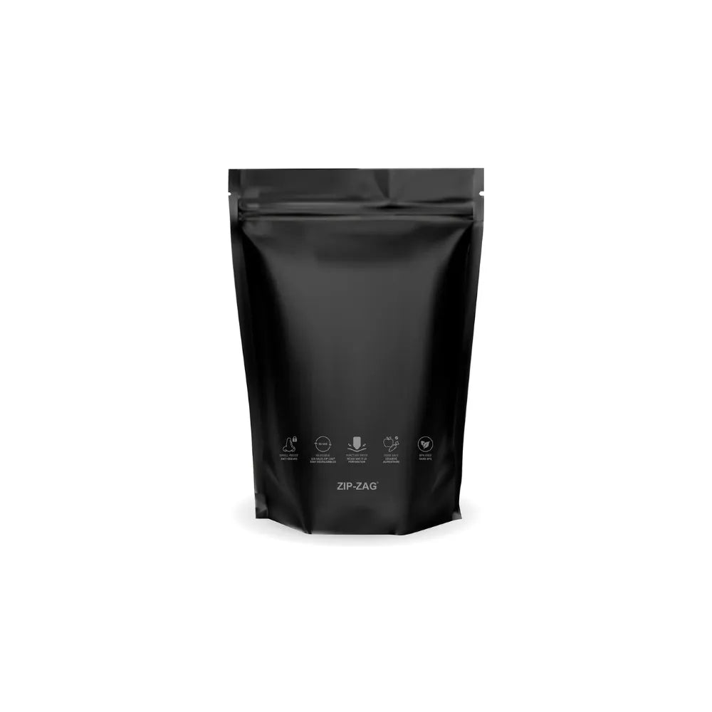 ZIP-ZAG black 227g stand-up airtight storage bag with odour-proof resealable zipper